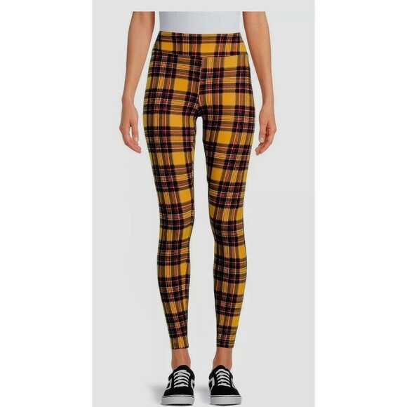 No Boundaries Juniors' Sueded Leggings Yellow Plaid 3XL (21) - Picture 1 of 5